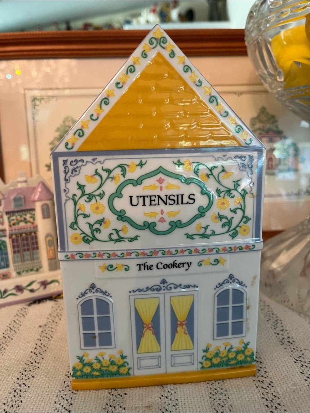LENOX Village Utensil Decorative Porcelain Canister, Vintage 1990s